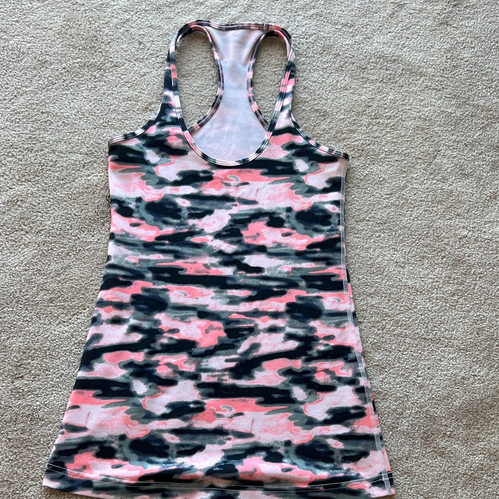 lululemon athletica Pink, Black & Gray Camo Racerback Tank